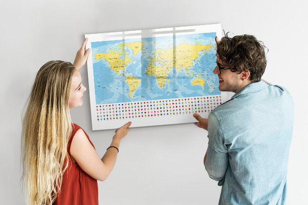 Magnetická popisovateľná tabuľa Mapa sveta pre personalizáciu a spomienky