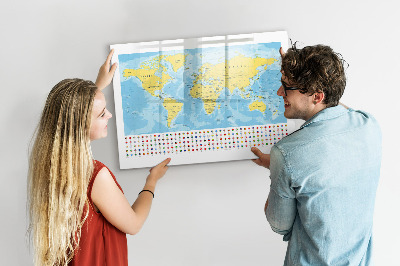Magnetická popisovateľná tabuľa Mapa sveta pre personalizáciu a spomienky
