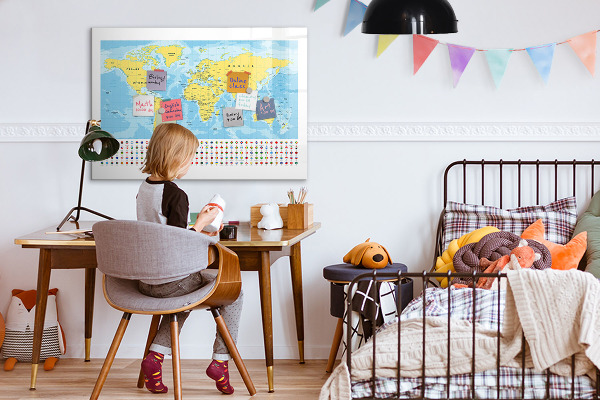 Magnetická popisovateľná tabuľa Mapa sveta pre personalizáciu a spomienky