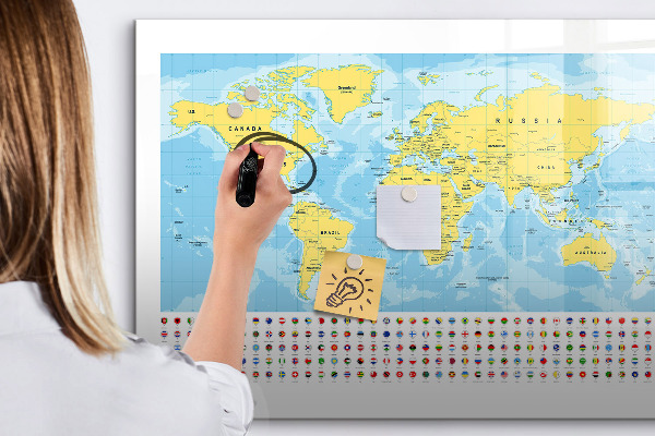 Magnetická popisovateľná tabuľa Mapa sveta pre personalizáciu a spomienky