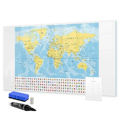 Magnetická popisovateľná tabuľa Mapa sveta pre personalizáciu a spomienky