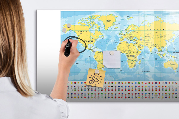 Magnetická popisovateľná tabuľa Mapa sveta pre personalizáciu a spomienky