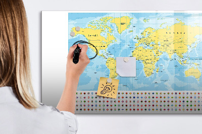 Magnetická popisovateľná tabuľa Mapa sveta pre personalizáciu a spomienky