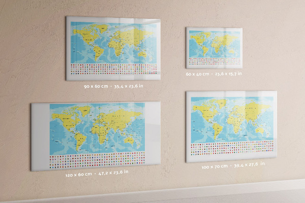 Magnetická popisovateľná tabuľa Mapa sveta pre personalizáciu a spomienky