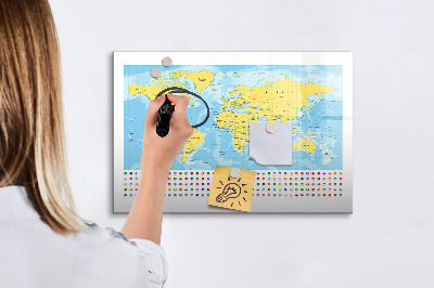 Magnetická popisovateľná tabuľa Mapa sveta pre personalizáciu a spomienky