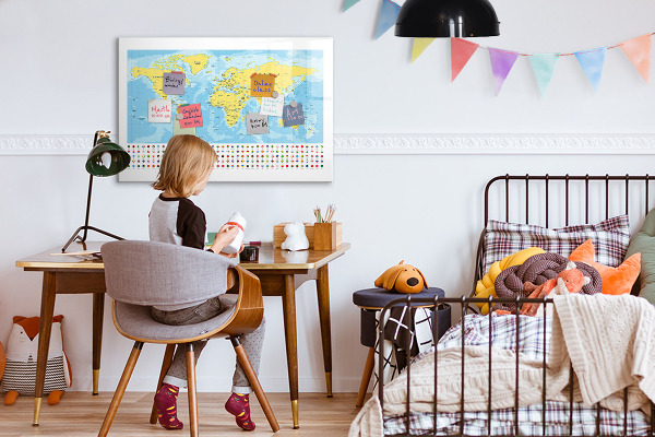 Magnetická popisovateľná tabuľa Mapa sveta pre personalizáciu a spomienky