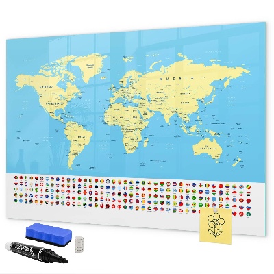 Kresliaca magnetická tabuľa Mapa sveta s miestami fotenia