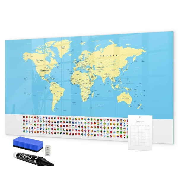 Kresliaca magnetická tabuľa Mapa sveta s miestami fotenia