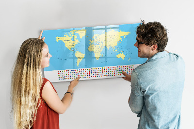 Kresliaca magnetická tabuľa Mapa sveta s miestami fotenia