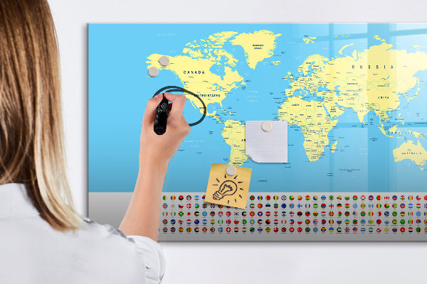 Kresliaca magnetická tabuľa Mapa sveta s miestami fotenia