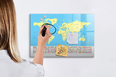 Kresliaca magnetická tabuľa Mapa sveta s miestami fotenia