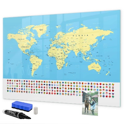 Kresliaca magnetická tabuľa Mapa sveta s miestami fotenia