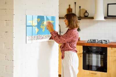 Kresliaca magnetická tabuľa Mapa sveta s miestami fotenia