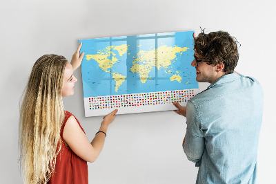 Kresliaca magnetická tabuľa Mapa sveta s miestami fotenia