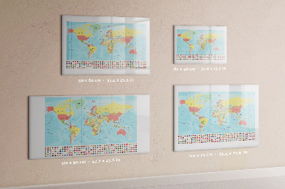 Magnetická popisovateľná tabuľa Mapa sveta s miestami na označenie