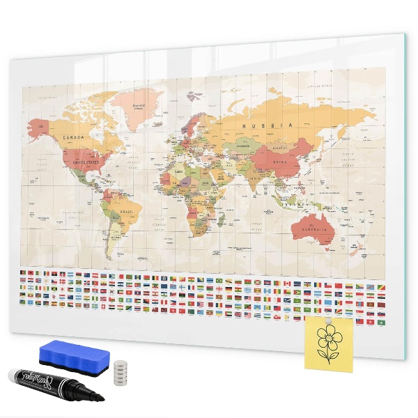 Kresliaca magnetická tabuľa Mapa sveta pre personalizáciu fotografií