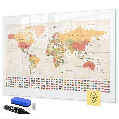 Kresliaca magnetická tabuľa Mapa sveta pre personalizáciu fotografií