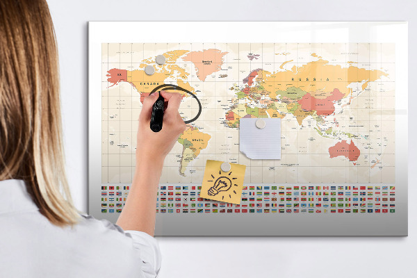 Kresliaca magnetická tabuľa Mapa sveta pre personalizáciu fotografií