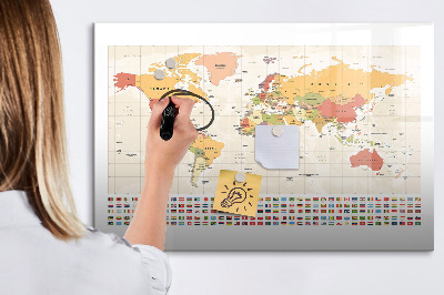 Kresliaca magnetická tabuľa Mapa sveta pre personalizáciu fotografií
