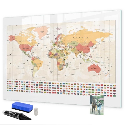 Kresliaca magnetická tabuľa Mapa sveta pre personalizáciu fotografií