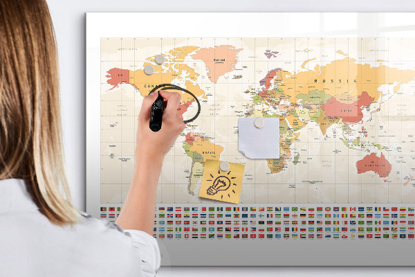 Kresliaca magnetická tabuľa Mapa sveta pre personalizáciu fotografií