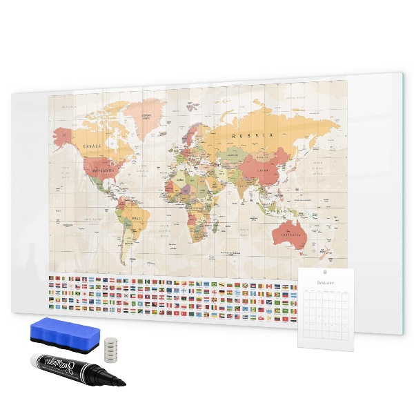 Kresliaca magnetická tabuľa Mapa sveta pre personalizáciu fotografií