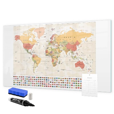 Kresliaca magnetická tabuľa Mapa sveta pre personalizáciu fotografií