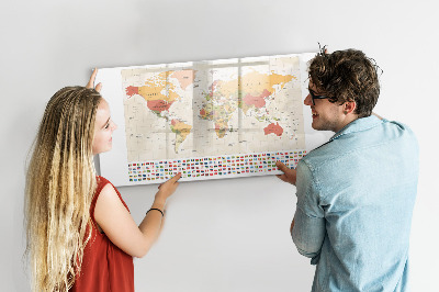 Kresliaca magnetická tabuľa Mapa sveta pre personalizáciu fotografií
