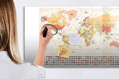 Kresliaca magnetická tabuľa Mapa sveta pre personalizáciu fotografií