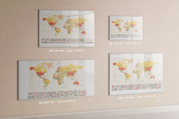 Kresliaca magnetická tabuľa Mapa sveta pre personalizáciu fotografií