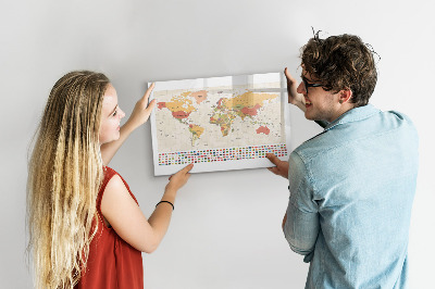 Kresliaca magnetická tabuľa Mapa sveta pre personalizáciu fotografií