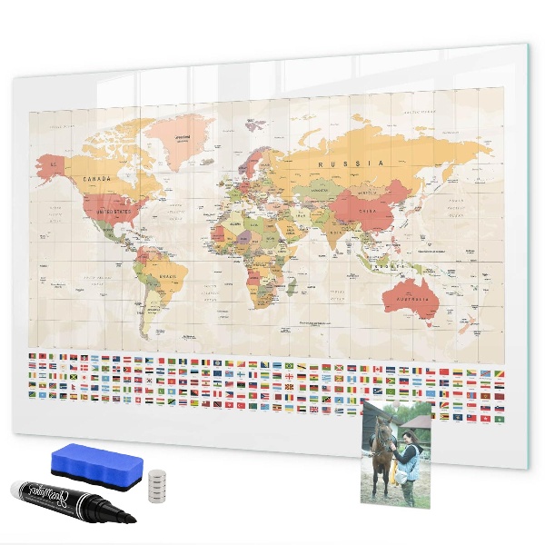 Kresliaca magnetická tabuľa Mapa sveta pre personalizáciu fotografií