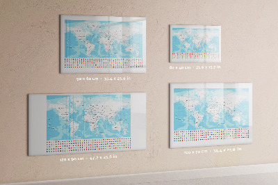 Magnetická popisovateľná tabuľa Mapa sveta s miestami na označenie