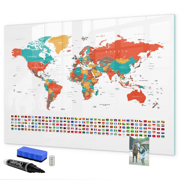 Kresliaca magnetická tabuľa Interaktívna mapa sveta s fotografiami