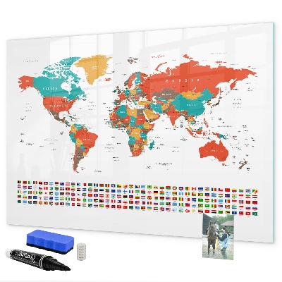 Kresliaca magnetická tabuľa Interaktívna mapa sveta s fotografiami