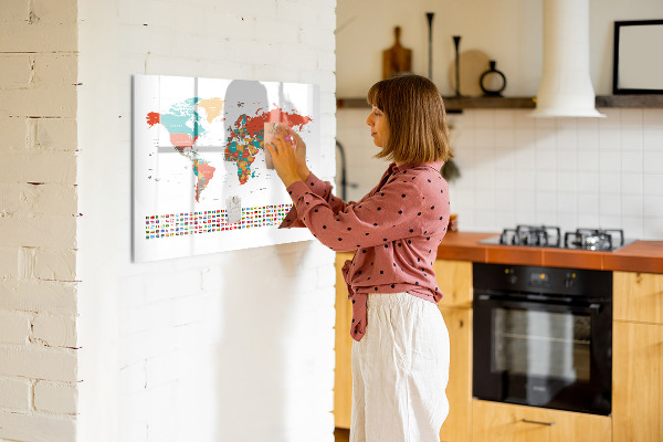 Kresliaca magnetická tabuľa Interaktívna mapa sveta s fotografiami