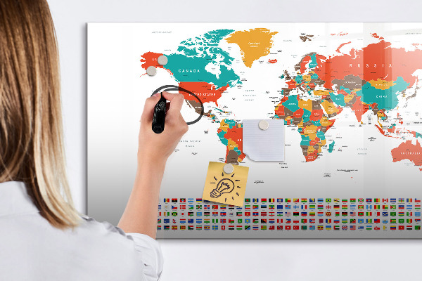 Kresliaca magnetická tabuľa Interaktívna mapa sveta s fotografiami