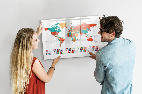 Kresliaca magnetická tabuľa Interaktívna mapa sveta s fotografiami