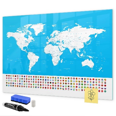 Magnetická popisovateľná tabuľa Mapa sveta s miestami fotenia