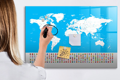 Magnetická popisovateľná tabuľa Mapa sveta s miestami fotenia