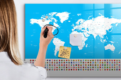 Magnetická popisovateľná tabuľa Mapa sveta s miestami fotenia