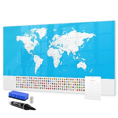 Magnetická popisovateľná tabuľa Mapa sveta s miestami fotenia