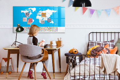 Magnetická popisovateľná tabuľa Mapa sveta s miestami fotenia