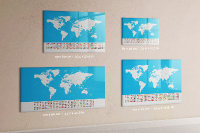Magnetická popisovateľná tabuľa Mapa sveta s miestami fotenia