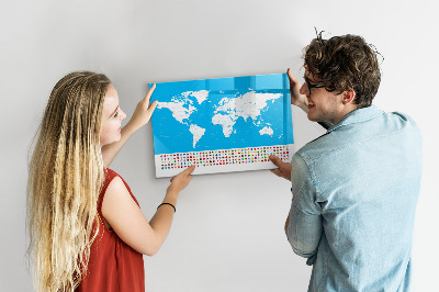 Magnetická popisovateľná tabuľa Mapa sveta s miestami fotenia