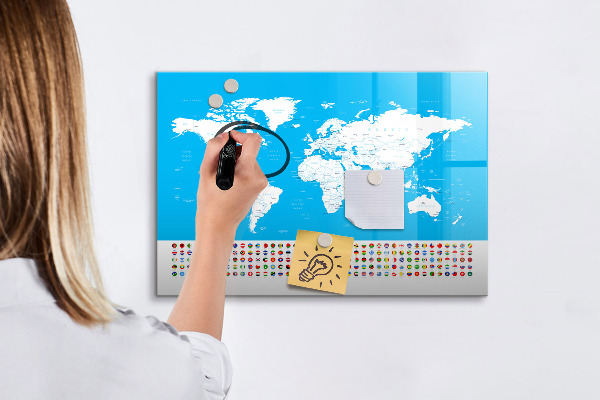 Magnetická popisovateľná tabuľa Mapa sveta s miestami fotenia
