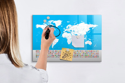Magnetická popisovateľná tabuľa Mapa sveta s miestami fotenia