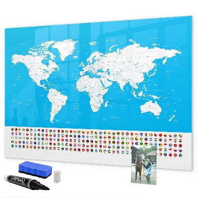 Magnetická popisovateľná tabuľa Mapa sveta s miestami fotenia