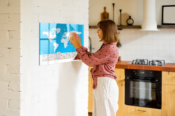 Magnetická popisovateľná tabuľa Mapa sveta s miestami fotenia