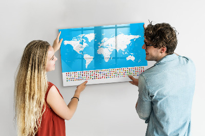 Magnetická popisovateľná tabuľa Mapa sveta s miestami fotenia